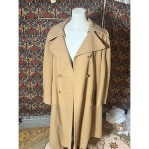 Bromleigh‎ Wool Blend Long Trench Coat Classic Overcoat Tan